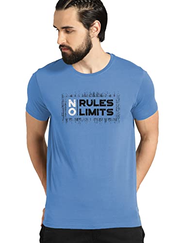 ADRO No Rules No Limits Mens Printed T-Shirt (RNR-M-LIM-SK_SkyBlue)