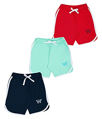 KYDA KIDS Girls Cotton Plain Regular Fit Shorts - Multicolor (Pack of 3)