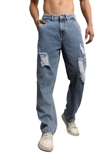 Hubberholme Men Summer Cotton Relaxed Fit Mid-Rise Jeans 4
