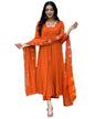 GoSriKi Womens Rayon Blend Anarkali Thread Work Kurta with Pant & Dupatta (ASHVTHAMA Orange-GS_XXL_Orange_XX-Large)