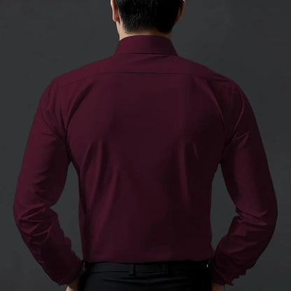 Deelmo Combo Of MenS Stylish Solid Satin Casual Shirt For Men Full Sleeves| Poly Satin Silk Shirt Pack Of 2 Maroon-Red