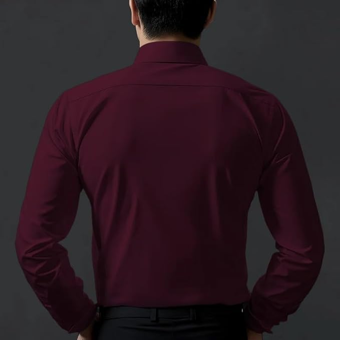 Deelmo Combo Of MenS Stylish Solid Satin Casual Shirt For Men Full Sleeves| Poly Satin Silk Shirt Pack Of 2 Maroon-Silver