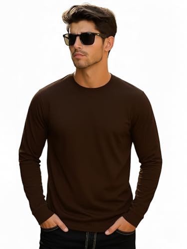 Veirdo Mens Cotton Regular Fit Solid Full Sleeve T-Shirt