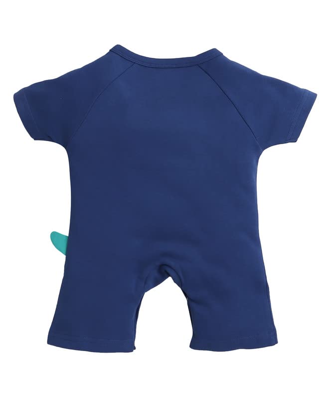 Bumzee Navy Boys Half Sleeves Thigh Length Romper