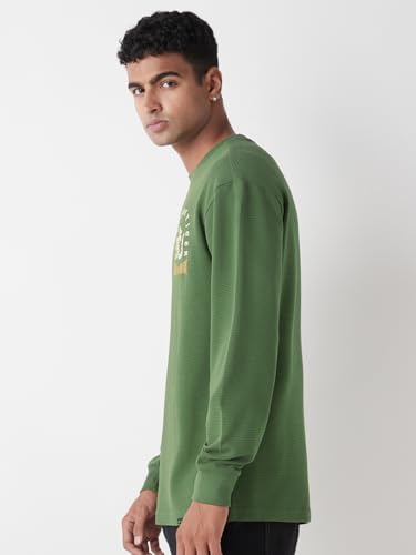 Bewakoof Heavy Duty 1.0 Official Disney Merchandise Mens Textured Oversized Fit Full Sleeve Round Neck Blended T-Shirt_648684_G