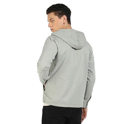 Campus Sutra Mens Car Coat (CBAWF23_CSM-AW-JK0358_Sage Green