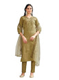 Womanista Women Golden Color Silk Blend Tonal Embroidered Kurta set(Kurtaset_1367_M)