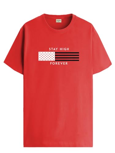 ADRO Mens Flag Printed Cotton T-Shirt_RN24-L2-FLAG-RD-XL Red