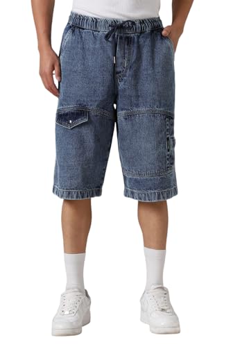 Hubberholme Men Cotton Casual Washed Loose Fit Mid-Rise Shorts