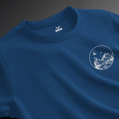 Nobero MenS Cotton Graphic Printed Oversized Fit T-Shirt (1M-Twrt-C0832-Mn_Marine, Blue