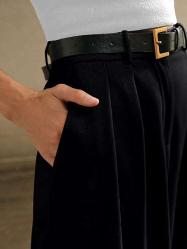 Greciilooks High Waist Cotton Trousers For Women  Flared Parachute Pants With Side Pockets | Casual Travel Cargo Pants Black