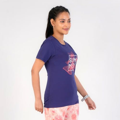 Rupa Colors Playsure Printed Cotton Blended Round Neck Womens T-Shirt, Short-Sleeve, Pack of 1