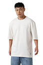 Hubberholme Men Cotton Solid Oversized Fit Round Neck Half Sleeves Tshirts 19 White