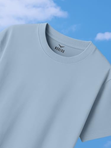 Nobero MenS Solid Oversized Fit T-Shirt (1M-Twts-R0039_Powder Blue