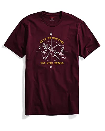Adro Die With Memories Not With Dreams Mens Printed T-Shirt (M, Maroon)