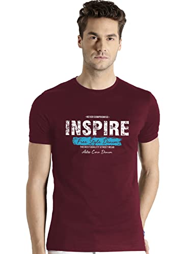 ADRO Men's Solid Regular Fit T-Shirt (RN22-03-CORE-WH_Maroon 2XL)