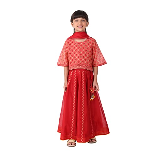 Fabindia Kids Silk Printed 3 Piece Set Cotton_3-4Y