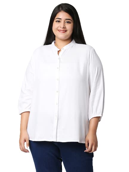 Style Quotient Plus Women Solid White Viscose Rayon Formal Shirt