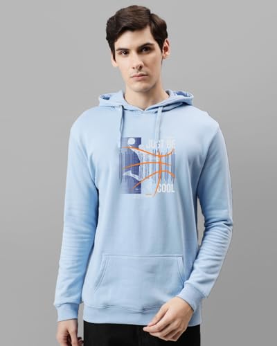 ADRO Mens Cotton Blend Neck Hooded Sweatshirt (H24-BCL-SK_Sky Blue