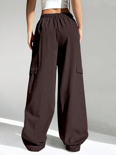 Greciilooks Women Cargo Pant Dark Brown