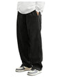 Avanova MenS Black Front Tie Loose Fit Corduroy Baggy Long Slacks Chino Pants With Slant Pocket Simple Casual Trousers, Going O