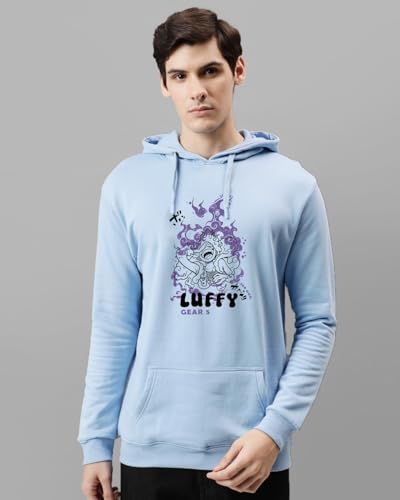 ADRO Men's Hoodie | Printed Cotton Hoodie, Navy Blue, Size 48 | Model H24-LUFFY-NB