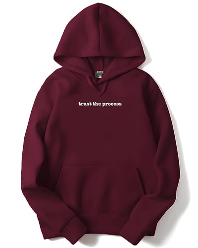ADRO Mens Premium Cotton Fleece 340 GSM Printed Hoodies (H23-M-TRU-MR_Maroon_XL)