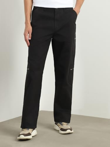Nobero MenS Straight Pants (1M-Bwcp-R0009_Black