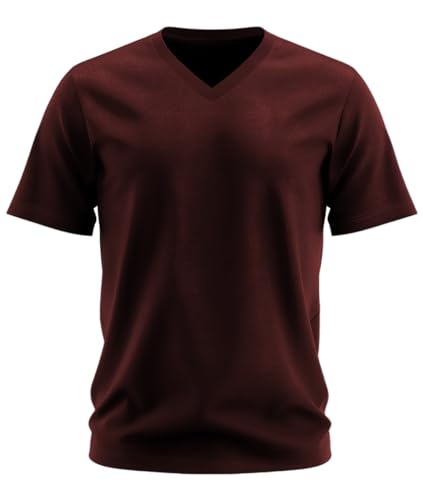 ADRO Mens V Neck T-Shirt|100% Combed Cotton T-Shirt|V-Neck Half Sleeve T-Shirt|VN24-M-PLN-MR-XL Maroon