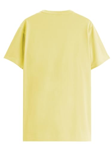 ADRO Men's Graphic Printed 100% Cotton T-Shirt - Regular Fit, Printed T-Shirts for Men (RN24-FTR-LY_Light Yellow)
