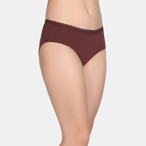 Zivame Womens Cotton Blend Classic Solid Hipster Panties (Pack of 1) (ZI28C3-Rum Raisin_Rum