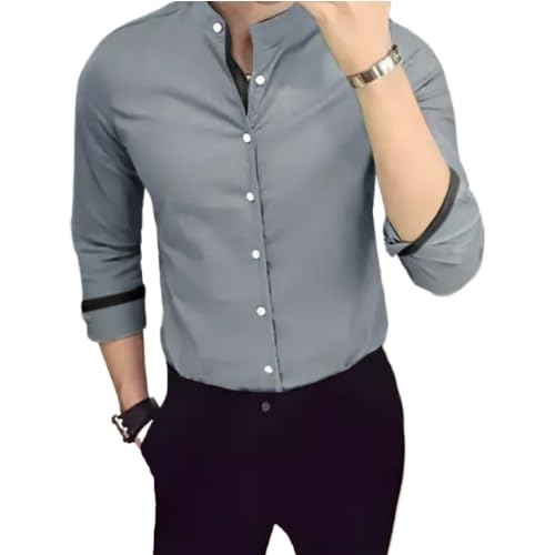 Tee Projekt Mens Shirt Solid Cotton Long Sleeve Button Down Beach l Office l Home (Pack of 1)