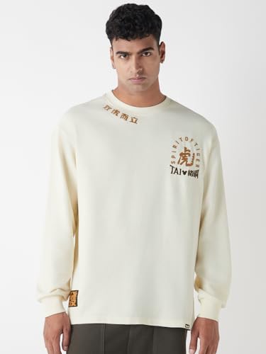Bewakoof Heavy Duty 1.0 Official Disney Merchandise Mens Textured Oversized Fit Full Sleeve Round Neck Blended T-Shirt_648675_B