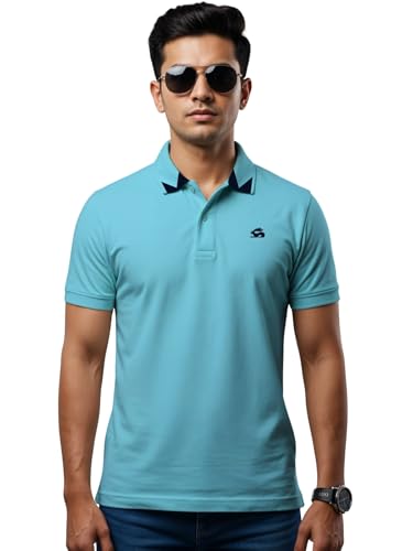 Mens Premium Cotton Polo T-Shirt | 220 GSM Soft Fabric | Casual Stylish Look | Contrast Collar Design Mint Polo T Shirt | Polo T