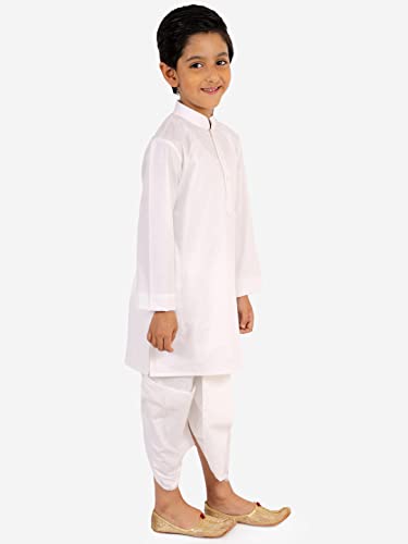 Vastramay Boys White Kurta, Dhoti And Muslim Prayer Cap Set