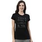 Enamor Essentials Womens Short Sleeve Crew Neck Slim Fit Breathable Stretch Cotton Tee With Graphic - E147(E147-Jet Black /Limi