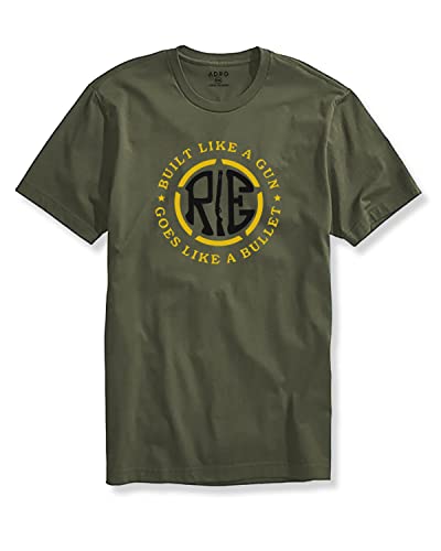 ADRO Built Like a Gun Goes Like a Bullet Mens Printed T-Shirt (XL, Olive Green)