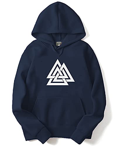 ADRO Men's Cotton Neck Hooded Sweatshirt (H21-M-TKT-NB_Navy_XL)