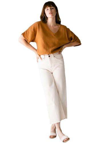 Gosriki WomenS Tunics Tops Rayon Viscose Solid Short Top For Women (Dvija Brown-Gs_S_Brown_Small)
