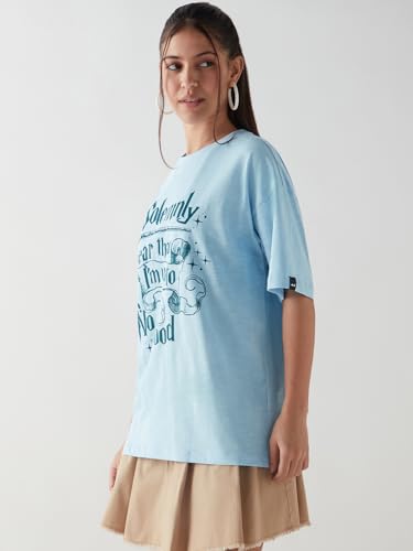Bewakoof Air 1.0 Official Harry Potter Merchandise Harry Potter Womens Graphic Print Oversized Fit Half Sleeve Round Neck Cotto