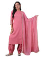 anubhutee Women's Coral Solid Cotton Blend Straight Kurta with Salwar & Dupatta