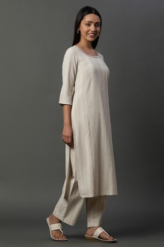 Aurelia WomenS Rayon Kurta Set (24Feas15011_Off White