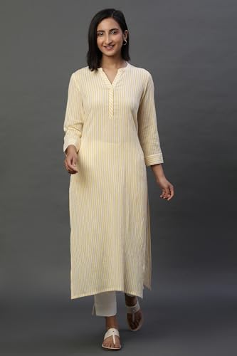 Aurelia WomenS Cotton Regular Kurta (24Fea14815-704875_Yellow