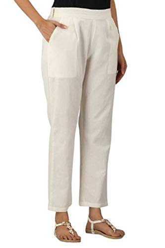 Digital Shopee Regular Fit Women S Pure Cotton Trousers Pants For Everyday Use, College Wear, Office, Casual Wear White