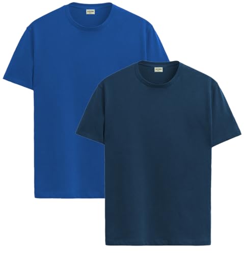 ADRO Mens T Shirts | Solid Tshirts for Men | Pure Cotton Lycra Fabric | 4 Way Stretch Smart tech Tshirt | Pack of 2 Round Neck T