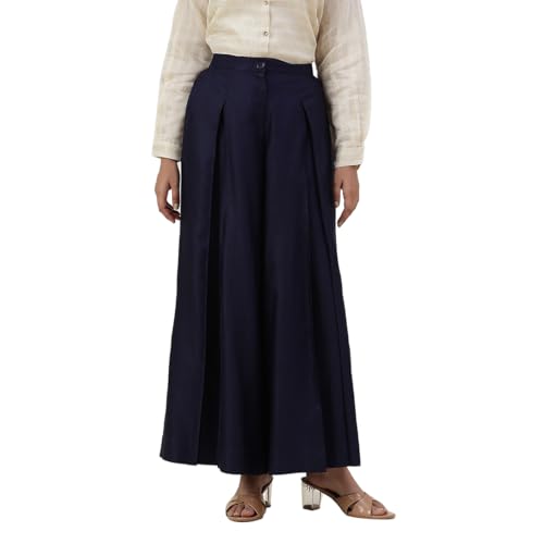 Fabindia Viscose Silk Palazzo Pants Navy Blue