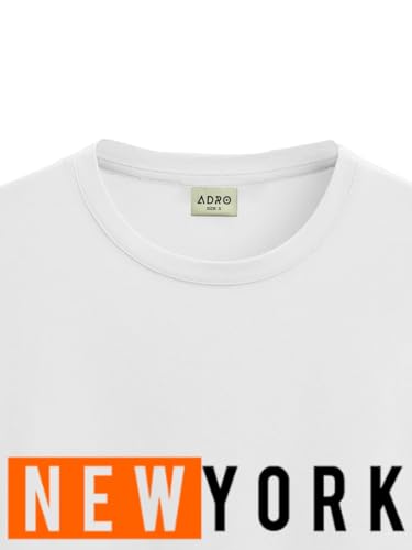 ADRO Men's Solid Regular Fit T-Shirt (RN24-NKY-WH_White