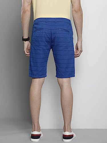 The Indian Garage Co Men Slim Fit Printed Mid-Rise Shorts Cobalt Blue