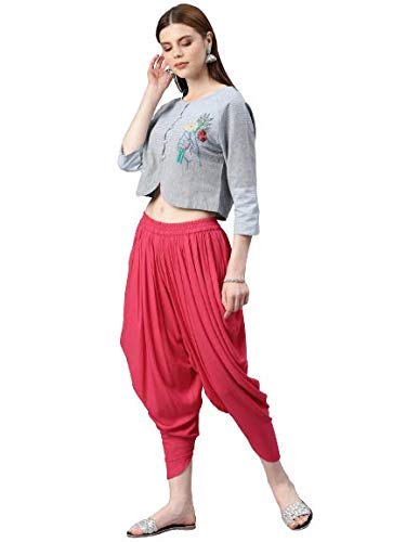 Digital Shopee Women Stylish Dhoti Pants Salwar Bottom Wear For Girls/Womens/Ladies (Xl, Pink)