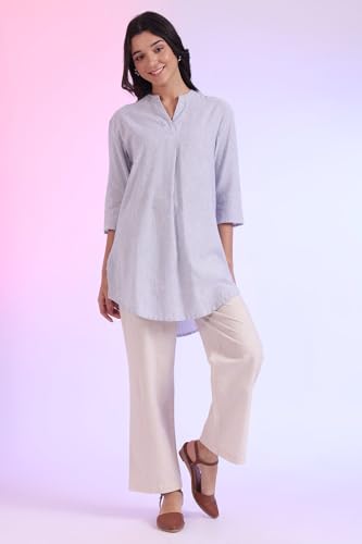 Aurelia Women's Yarn Dyed Cotton Blend Straight Kurti